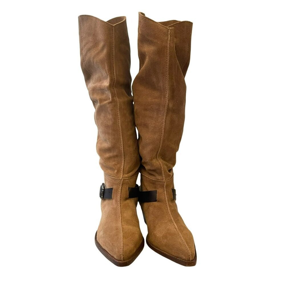 Free People $198 Back Lace Sway Military Taupe Suede Knee High Sz 8.5 - Picture 7 of 12